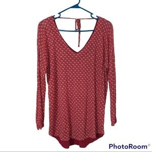 Lucky Brand long sleeve top with strings to tie behind neck